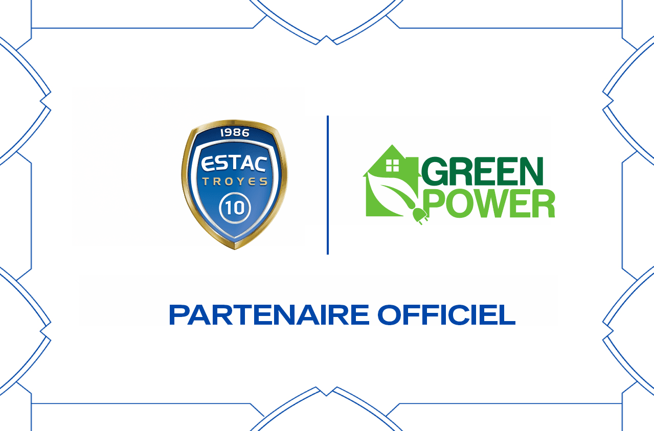 Visuel officiel du partenariat : blason de l’ESTAC et logo Green Power, avec la mention « Partenaire officiel »